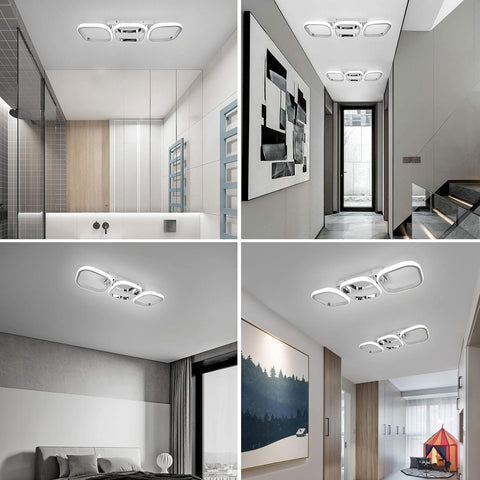 Collage of modern interior design with ceiling lights in various rooms.