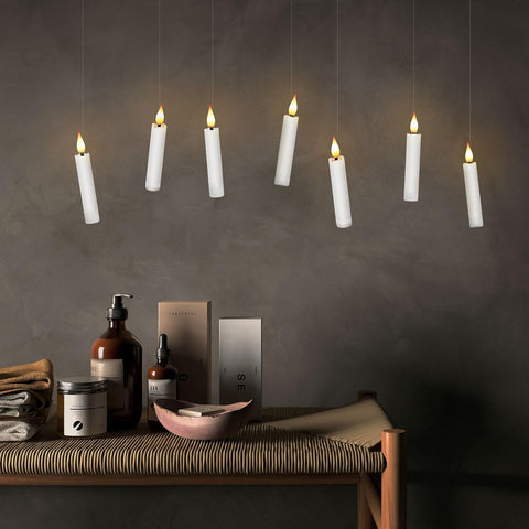 LED Taper Candles Light Set of 24, Battery Operated Flameless Floating Candles with 3D Wick, Clip-On Design, Remote Control & Timer, Warm White