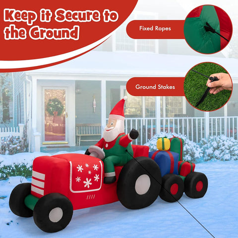 COSTWAY Inflatable Christmas Santa Claus with LED Lights and Blower – Self Inflating Outdoor & Indoor Xmas Decoration