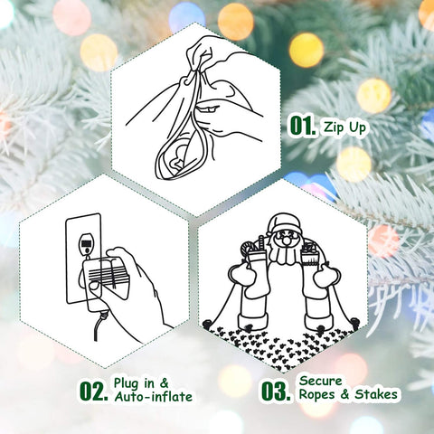 COSTWAY Inflatable Santa Claus with LED Lights, Self-Inflating Blow Up Christmas Decoration for Indoor Outdoor Yard