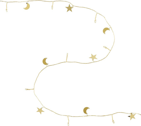20 Moon & Stars Micro LED String Lights – Warm White Battery Operated Ramadan Decoration with Timer, 2m Indoor Use