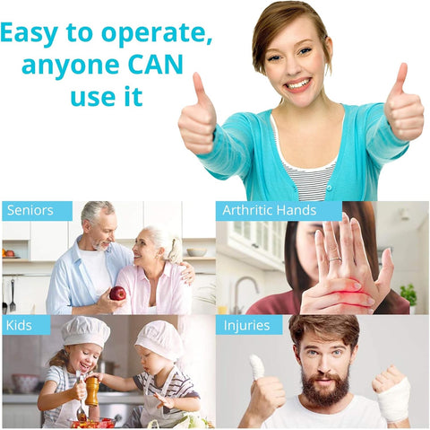 Kitchen Mama Electric Can Opener – Hands-Free Automatic, Smooth Edge, Battery Operated, One-Touch Button, Food-Safe – Sky Blue