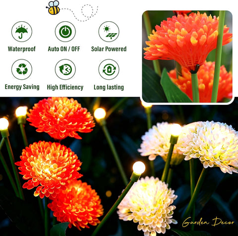 Solar Swaying Firefly & Flower Garden Lights Outdoor (4 Pack)