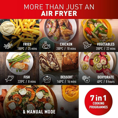 Easy Fry Dual Zone Digital Air Fryer, 8.3L – 2 Drawers, 8-in-1 Functions, 6 Portions, Extra Crisp, Non-Stick, Dishwasher Safe