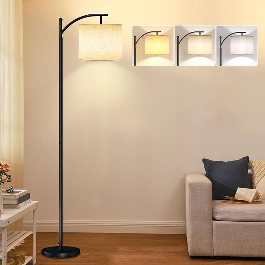 Floor Lamp for Living Room with 9W 3 Color Temperatures LED Bulb, Standing Lamp with Adjustable Hanging Lampshade & Foot Switch, Tall Lamp for Bedroom,Office