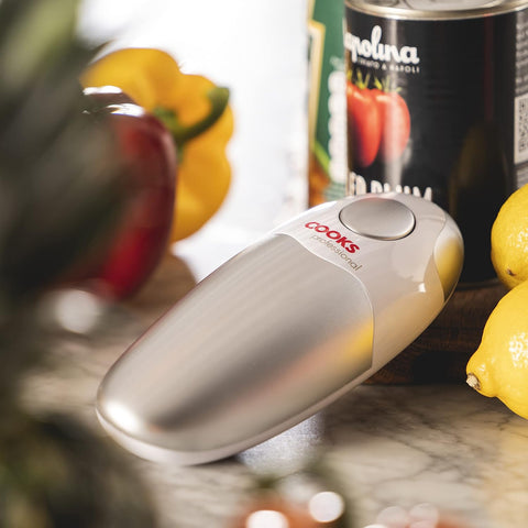 Cooks Professional Electric Can Opener – Silver, Cordless, Hands-Free