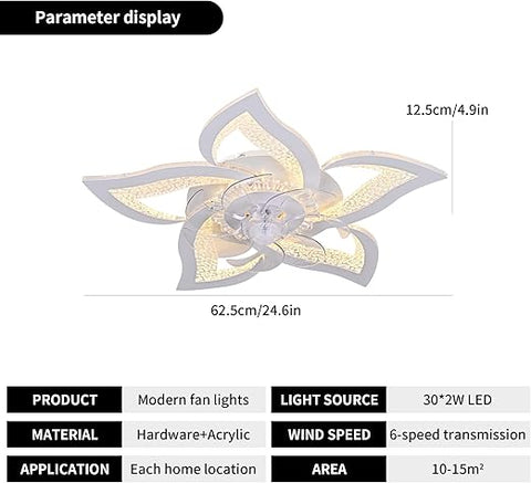 Modern 7-Blade Ceiling Fan with LED Light - Petal Design Remote Control