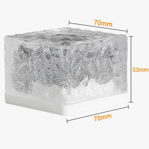 GWSOLAR Solar Ground Lights 4 Pack, Sodium-Style Warm Glow, 7cm Brick Ice Glass Design, Auto On/Off, IP65 Waterproof Outdoor Garden Lights for Pathway, Patio & Tabletop