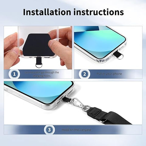 CACOE Universal Mobile Phone Chain with Adjustable Lanyard Black(2 Pcs)