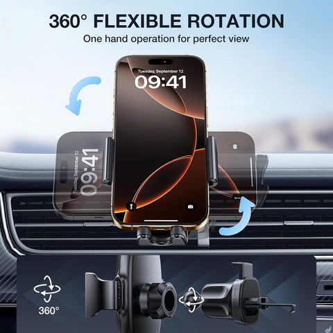 Miracase 2nd Generation Car Phone Holder – Universal Air Vent Mount with 360° Rotation and One-Hand Use