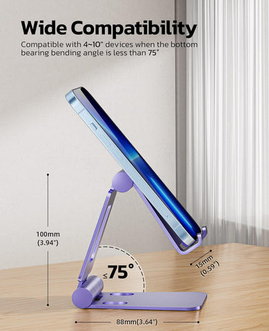Nulaxy Adjustable Foldable Phone Stand for Desk – Purple