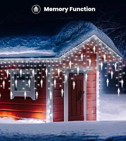 10M/33FT LED Icicle Christmas Lights – 270 Cool White LEDs, 45 Drops, 8 Modes, Remote & Timer for Outdoor Eaves & Roof Decorations - Turn Your Home Into a Winter Glow