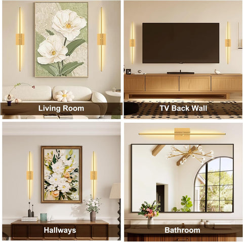 Wireless Battery Operated Wall Sconce with Remote Gold