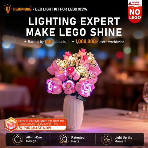 LIGHTAILING Light for Lego-10374 Bouquet of Pink Roses — Easy Install, Hidden Wiring, Home Decor & Gift-Ready (Model Not Included)