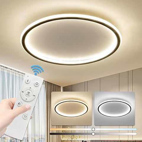 40cm Dimmable LED Ceiling Light with Remote - 3 Color Temperature Semi-Recessed Modern Design