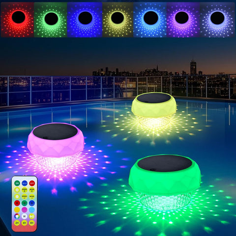 Solar Pond Lights Outdoor – IP68 Waterproof Floating LED Light with Remote Control, Timer & 8-Colour RGB Lighting for Ponds, Pools, Hot Tubs & Garden Water Features