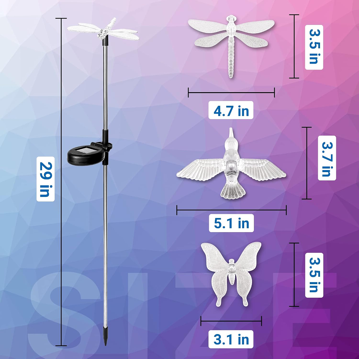Solpex Solar Garden Lights, 3 Pack Butterfly Bird Lights Outdoor