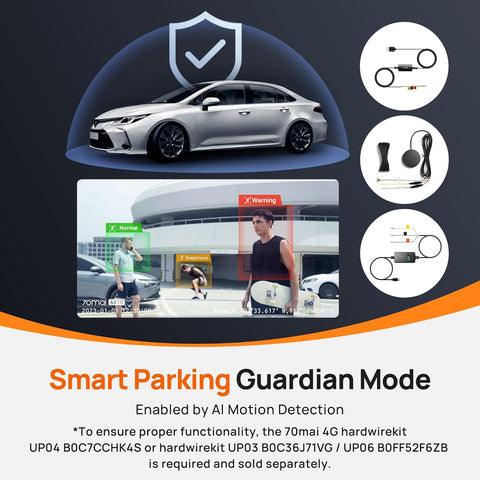 70mai 4K Dash Cam A810 Front & Rear with Night Vision, 128GB