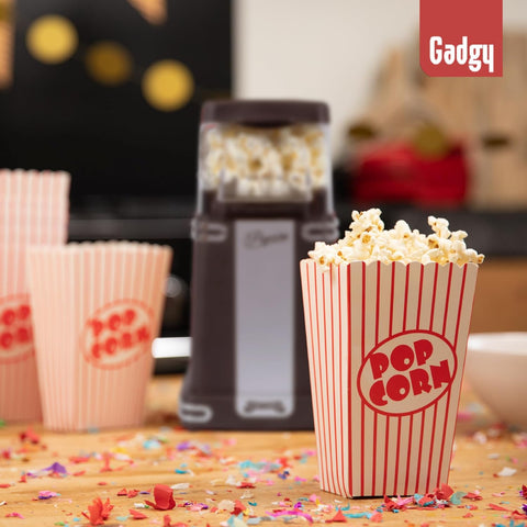 Gadgy Hot Air Popcorn Maker Black – Oil-Free Retro Popcorn Machine