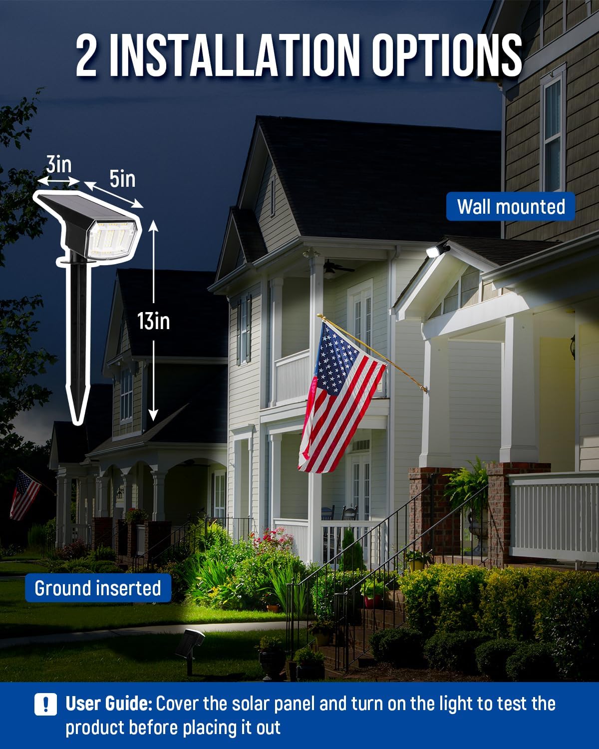 AUDERWIN Solar Spot Lights Outdoor Waterproof, 3 Packs, Cool White