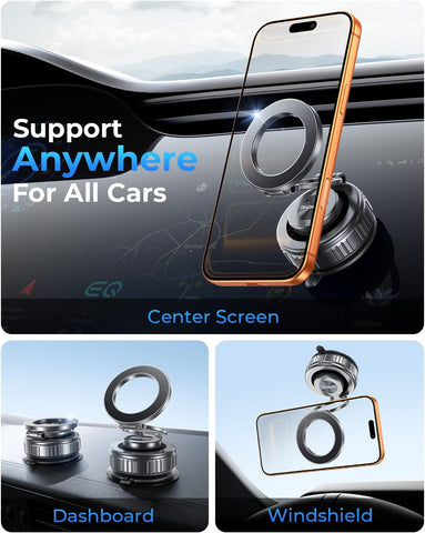 DIMONCOAT 2026 Upgraded 360° Rotating Magnetic Car Phone Holder – Black