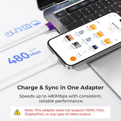 USB to USB-C Adapter 3-Pack (Purple) – Type-C Female to USB-A Male Converter for iPhone 11–16, Apple Watch Series 7/8, iPad Air/Mini, Samsung Galaxy S22/S23/S24
