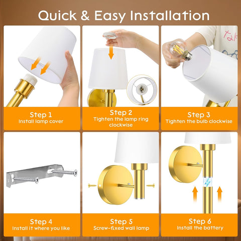 Battery Operated Wall Lights Set of 2, Magnetic Detachable & Rechargeable Battery, Indoor Wireless Wall Sconces Set of 2 for Bedrooms Cordless Sconce Wall Lamp Remote Control