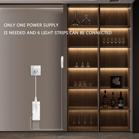 6-in-1 COB LED Strip Lights for Cabinets & Wardrobes – Dimmable Warm White Touch Control Lighting - Brighten Every Hidden Corner Without the Clutter