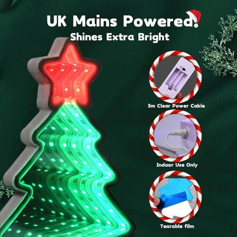 Johiux Colourful LED Infinity Lights Mini Christmas Tree Decoration