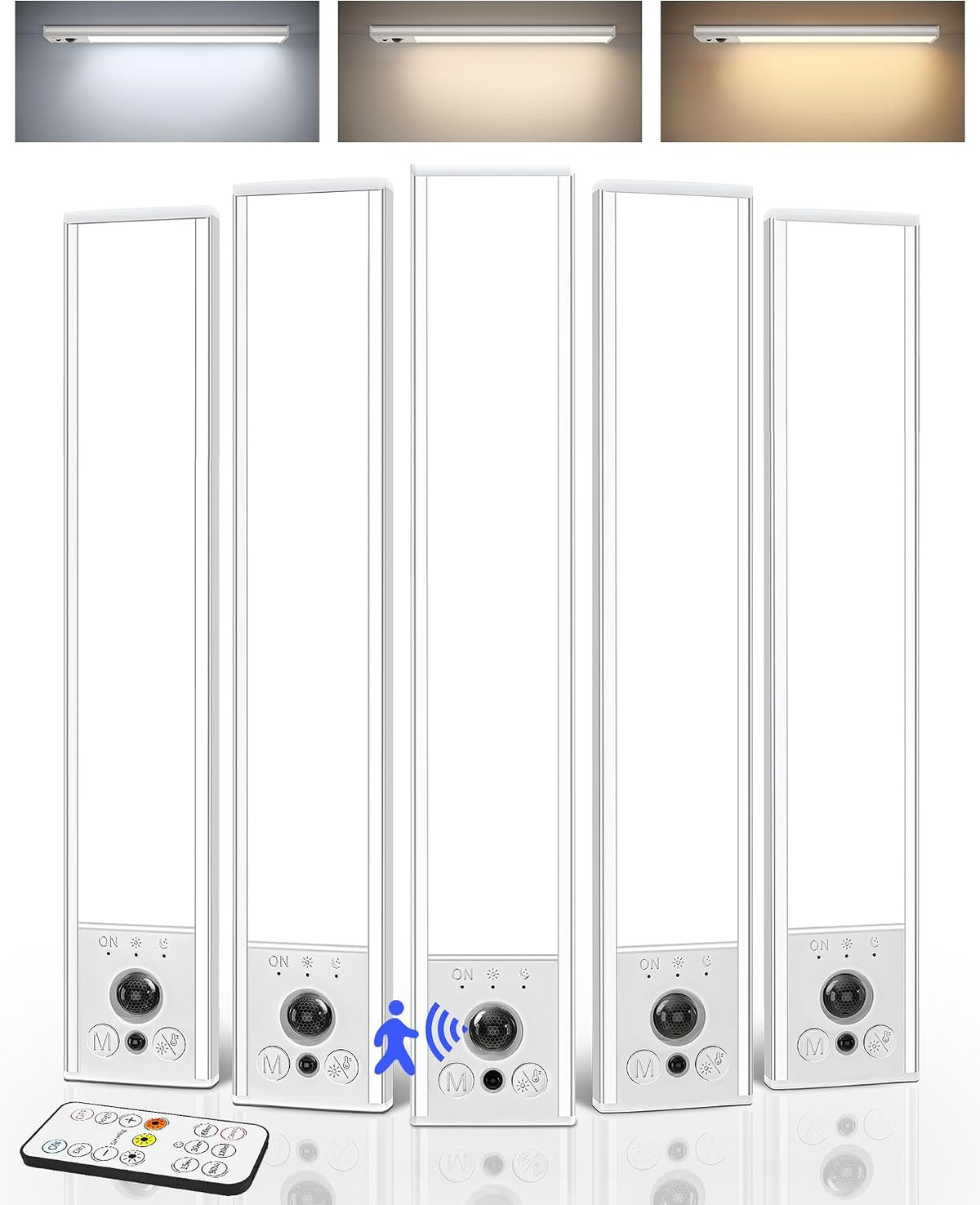 EZVALO 5-Pack Under Cabinet Kitchen Lights – Rechargeable Motion Sensor LED Cabinet Lighting for Cupboards & Dark Corners - Light Up the Little Spaces You Use Most
