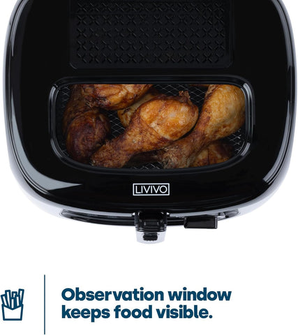 2.5L Deep Fat Fryer – Electric Countertop Chip Fryer with Non-Stick Coating, Viewing Window & Cool Touch Handle – Easy Clean Home Fryer – White or Black