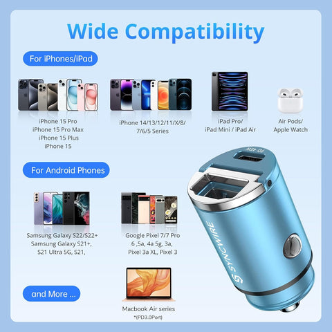 Syncwire 90W USB C Car Charger PD 45W QC 45W Fast Charge Adapter