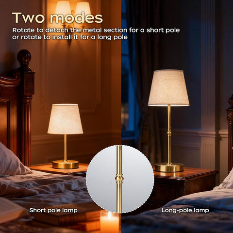Cordless Rechargeable Table Lamp 3000K LED Gold – USB-C Touch Dimmable Battery Table Lamp for Bedside, Dining & Home Lighting