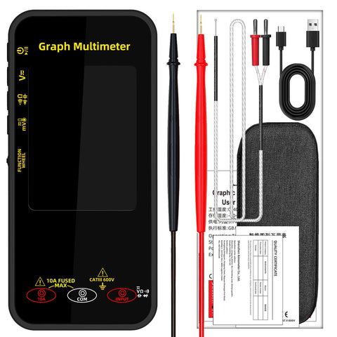 BSIDE S500 Digital Multimeter 20000 Counts TRMS Graphing Smart Multimeter 1000V 10A Auto-Rotate Display Rechargeable Pocket Electrical Tester Black