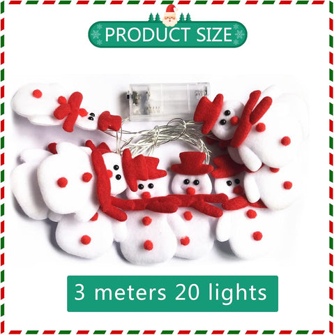 Christmas Snowman String Lights | 20 LED Battery Operated Fairy Lights 9.8FT for Indoor & Outdoor Christmas Tree, Bedroom & Garden Decoration