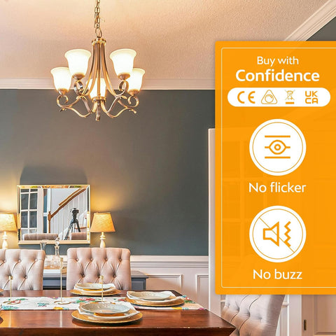 E14 Dimmable LED Bulbs, 2700K Warm White, Small Edison Screw Golf Ball (SES), Energy Saving LED Light Bulbs, 5W (40W Equivalent), 440LM, Long Lifespan, Pack of 6 [Energy Class F]