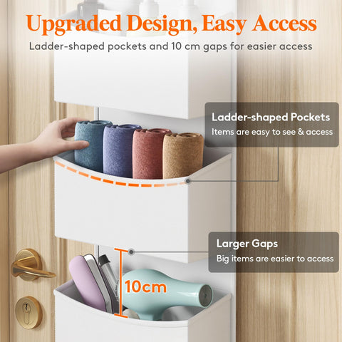 Lifewit Over The Door Storage Organiser – 4-Shelf Hanging Wardrobe Storage, Grey