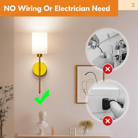 Battery Operated Wall Lights Gold Rechargeable with Remote