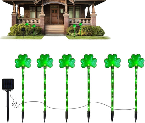 St Day Outdoor Lights Stake Garden Lights Shamrock Garden Decor