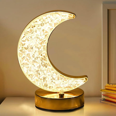 Battery-operated moon lamp perfect for bedside tables.

