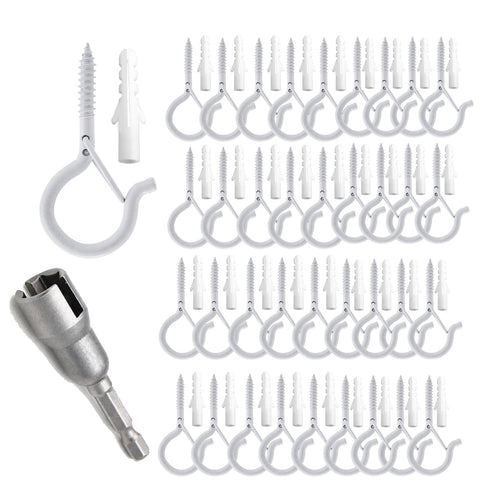 TAIHUIMY Screw Hooks for Outdoor String Lights – Q-Hanger Christmas Rope Light Clips with Safety Buckle for Plants, Wind Chimes & Decorations – Hang Everyday Things with a Little More Confidence