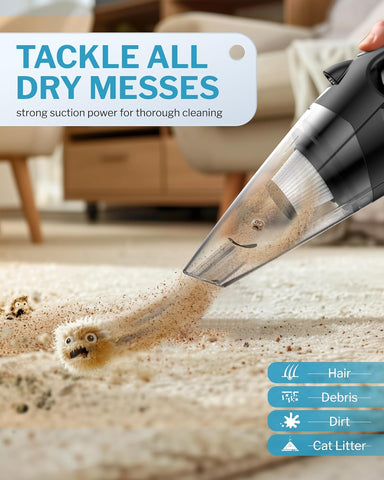 Powools Silver Handheld Cordless Vacuum Cleaner with LED Light