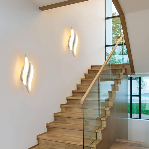 LED Wall Light - Modern Leaf Design 12W Warm White Acrylic Sconce for Bedroom Living Room