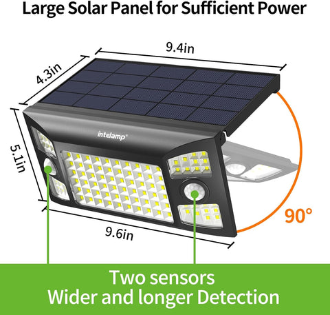 Solar Security Flood Lights Outdoor Motion Sensor with Remote Control – Waterproof LED Solar Lights with 6000mAh Battery, Adjustable Solar Panel, Dual Sensors, 270° Wide Lighting for Garden, Pathway, Driveway