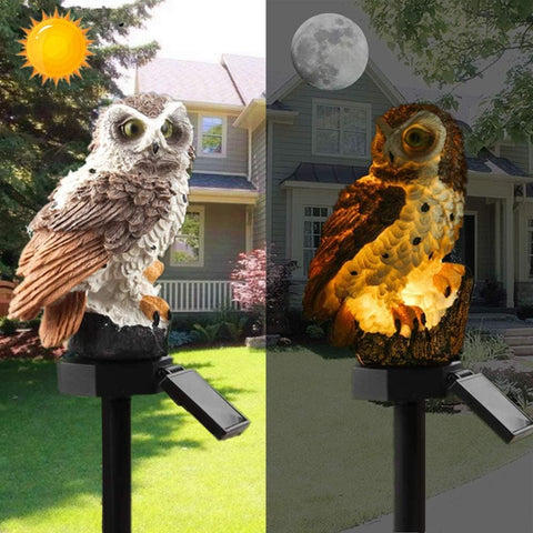 Owl Solar LED Garden Light Outdoor Waterproof Lawn Ornament, Decorative Owl Statue Solar Powered Yard Lamp for Patio, Pathway & Garden Décor (Brown)