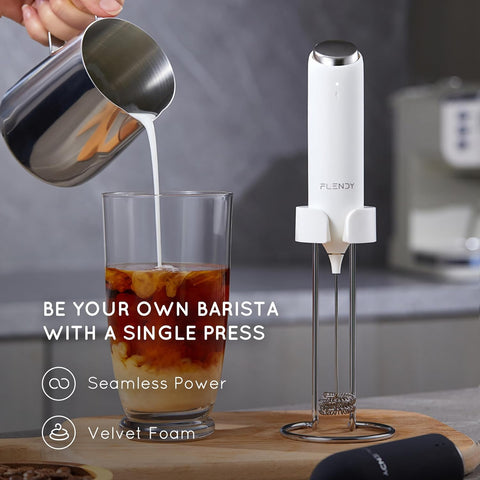 Rechargeable Milk Frother Handheld with USB-C Stand, Electric Whisk