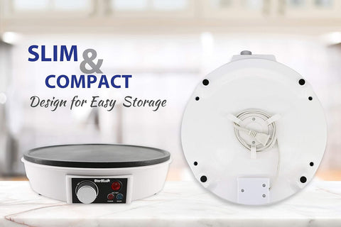 StarBlue 30.5cm White Electric Pancake & Crepe Maker 1000W – Adjustable Thermostat