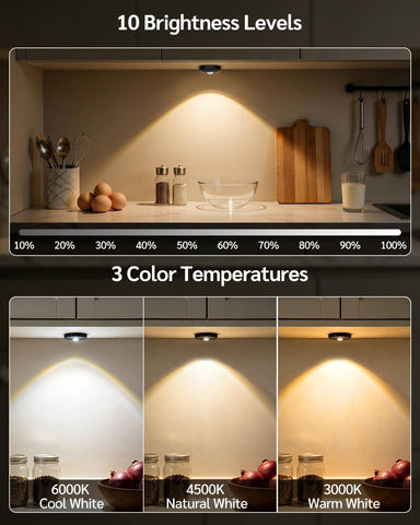 RGB Puck Lights with Remote, Rechargeable Under Cabinet Lighting – 6 Pack Wireless LED Stick-On Lights for Kitchen Cupboards, Wardrobes & Shelves - Put the Light Exactly Where Your Home Needs It
