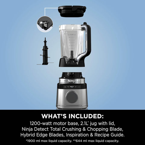 Detect Power Blender Pro 1200W with 2L Jug – High-Speed Smoothie & Ice Blender for Frozen Drinks and Veg Chopping – Black