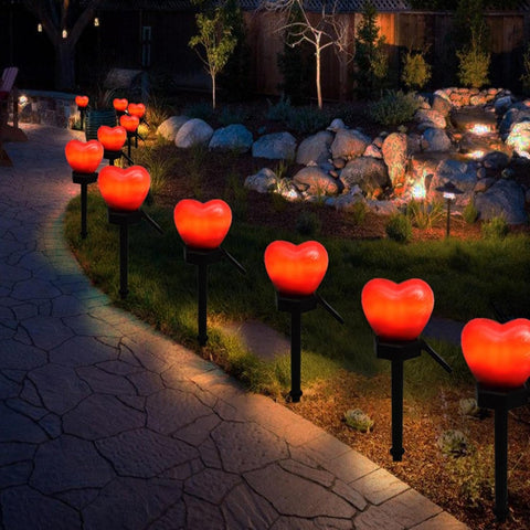 LED Solar Heart Garden Stake Light, Outdoor Décor Yard Patio, Romantic Outdoor Lawn Light | Driveway Balcony Illuminating Nights with Love Waterproof Garden Illumination Elegance Dusk-to-Dawn